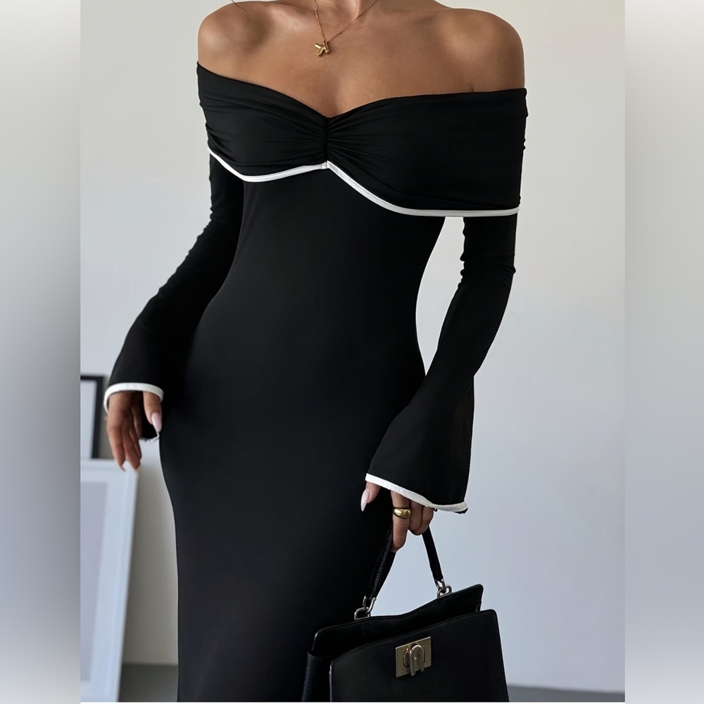 XS - Women's Off Shoulder Slim Long Fishtail Dress